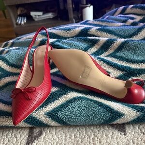 Kate Spade Red Perforated Slingback Flats